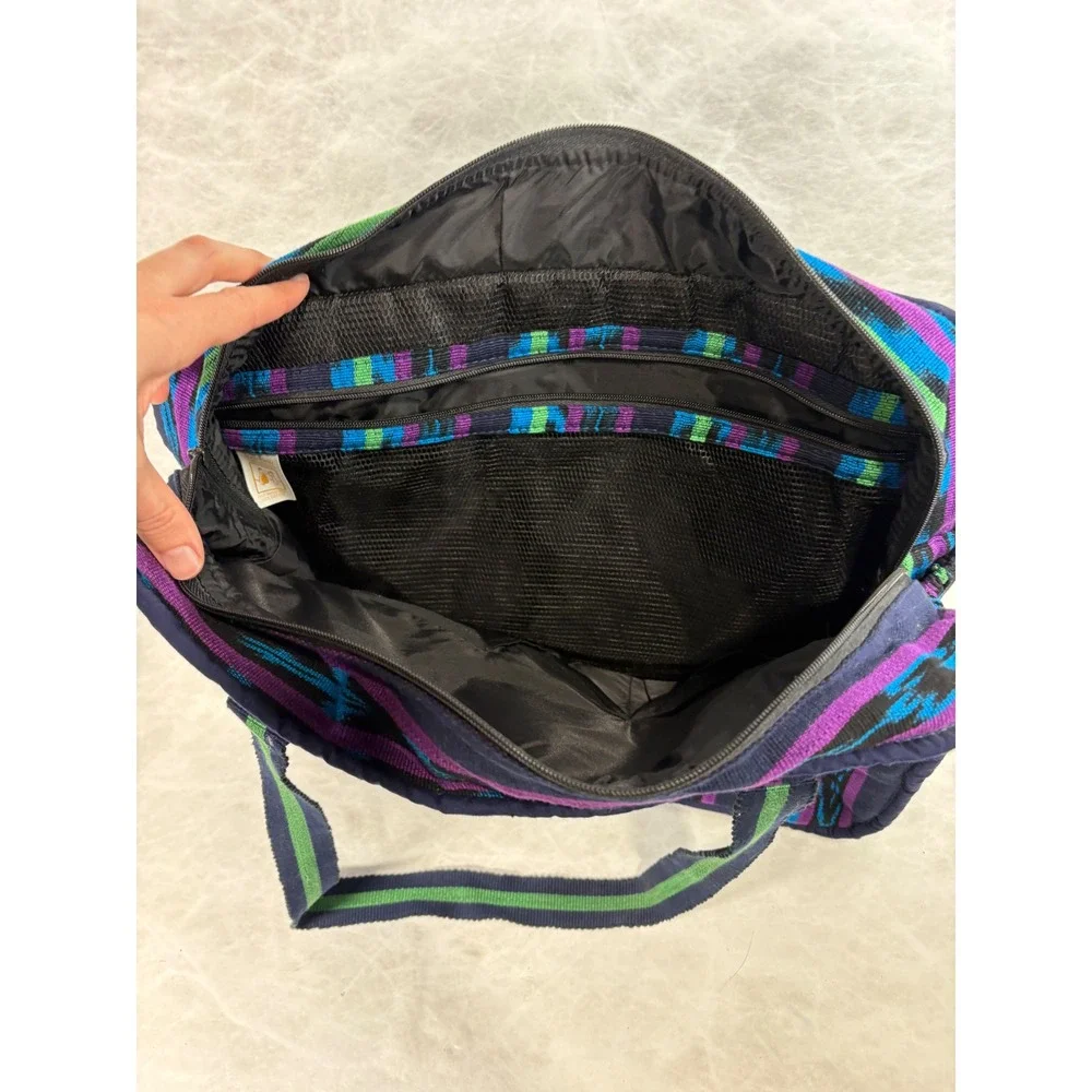 MayaWorks Guatemala Woven Cotton Laptop‎ Bag Briefcase Ikat Blue Purple Green